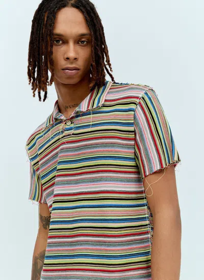 Maison Margiela Men Stripe Knit Polo Shirt In Multicolor