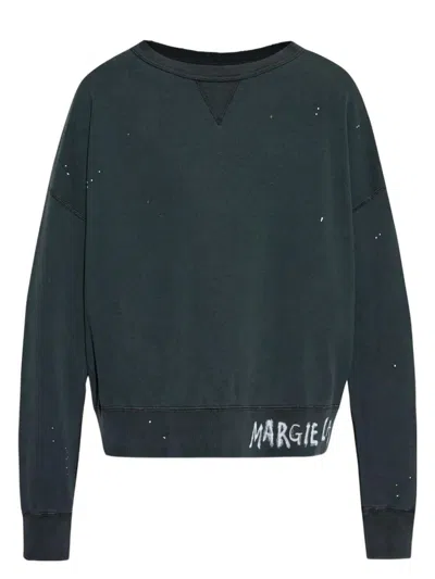 Maison Margiela Crew Neck Sweatshirt With Distressed Details And Logo Print