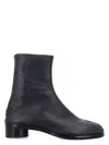 Maison Margiela Tabi Split-toe Textured-leather Boots In Black