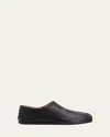 Maison Margiela Beige Leather Slip-on With Tabi Cut And Leather Sole For Men In Black