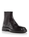 Maison Margiela Man Black Leather Tabi County Chelsea Ankle Boots In Brown