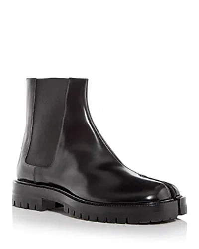 Maison Margiela Black Leather Tabi Ankle Boots Men In Multi