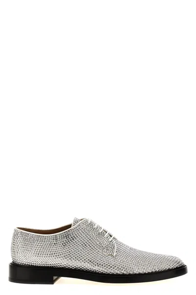 Maison Margiela Tabi Rhinestone Lace-up In Silver