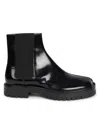 Maison Margiela Man Black Leather Tabi County Chelsea Ankle Boots In Black