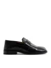 Maison Margiela Men Black Leather Tabi Loafers In Black