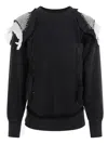 Maison Margiela Ruffled Sweatshirt Featuring Contrasting Stitching In Grey