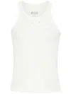 Maison Margiela Logo Cotton Blend Tank Top In Neutral