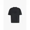 Maison Margiela Topstitched Logo Oversized T-shirt In Washed Black
