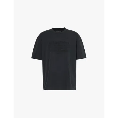 Maison Margiela Logo Embroidery T-shirt In Washed Black