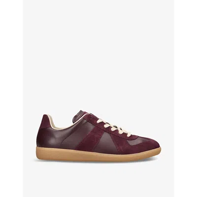Maison Margiela Mens Wine Replica Leather Low-top Trainers