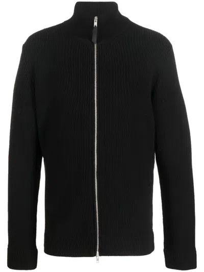 Maison Margiela Men Wool Blend Zipped Cardigan In Black