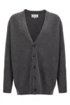 Maison Margiela Wool Cardigan With Four-stitched Logo In Gray