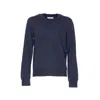 Maison Margiela Men Wool Sweater With Patches On Elbow In Blue