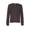 Maison Margiela Men Wool Sweater With Patches On Elbow In Brown