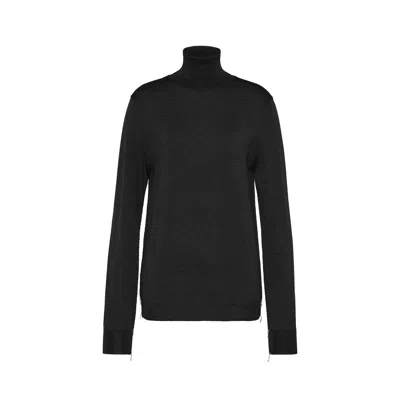 Maison Margiela Merino Wool High-neck Sweater Woman Dark Grey In Black