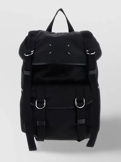 Maison Margiela 'mesh Detailed Flap Backpack' In Black
