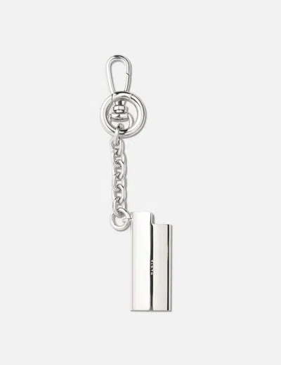 Maison Margiela Chain Link Leather Key Case Holder In Silver