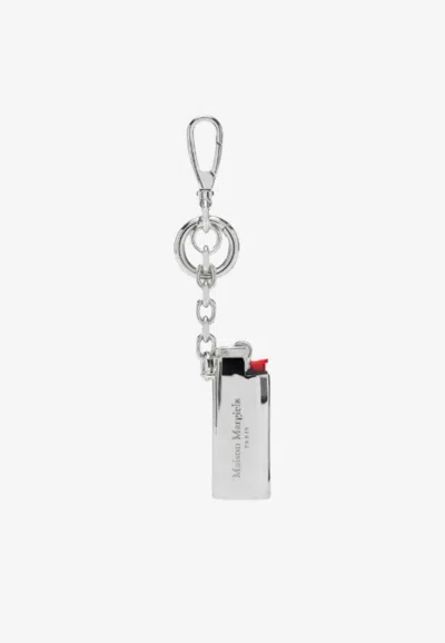 Maison Margiela Metal Lighter Case Charm In Silver
