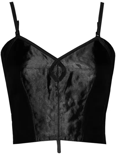 Maison Margiela Metal Satin Vest Top In 黑色