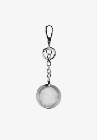 Maison Margiela Metal Tea Infuser Key Ring Charm In Silver