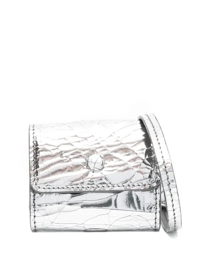 Maison Margiela Metallic Cracked-effect Airpods Case In Silver