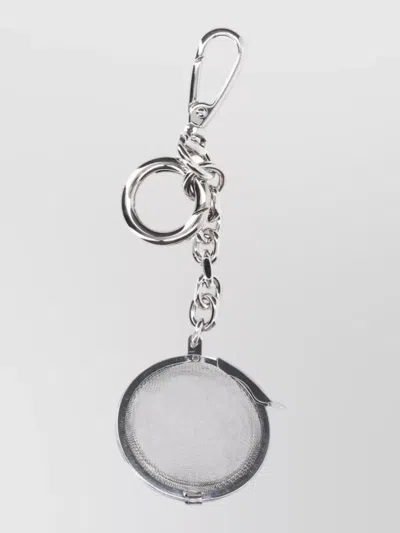 Maison Margiela Metallic Finish Key Case Keyring Chain In Silver