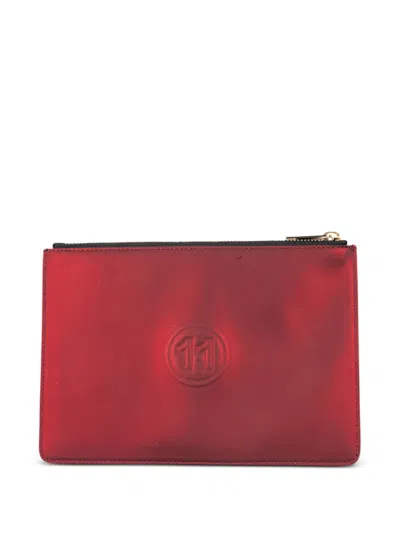 Maison Margiela Metallic Leather Clutch In Red
