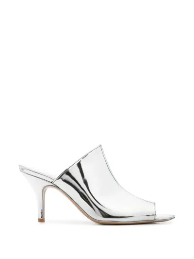 Pre-owned Maison Margiela Metallic-effect Peep-toe Sandals In Grey