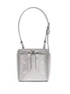 Maison Margiela Micro Cube Leather Tote Bag In Silver