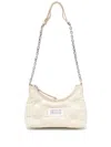 Maison Margiela Quilted Nappa Leather Hobo Bag With Chain Strap In White
