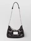 Maison Margiela Quilted Calf Leather Shoulder Bag With Silver Chain Strap In Black