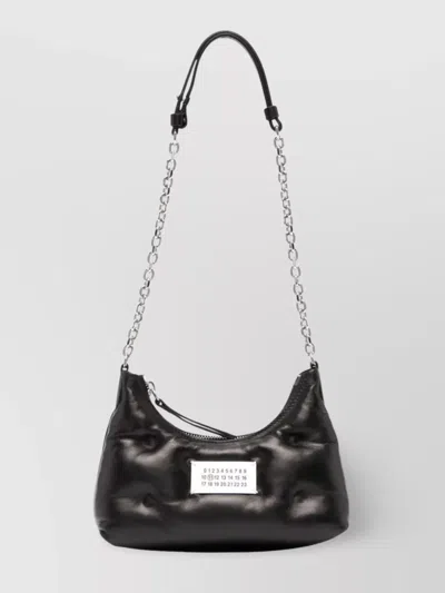 MAISON MARGIELA MICRO LEATHER QUILTED SHOULDER BAG WITH CHAIN-LINK STRAP