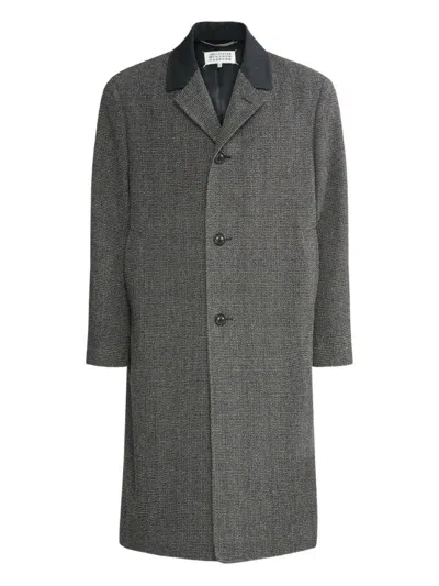 Maison Margiela Single-breasted Black/white Wool Blend Coat In Multi