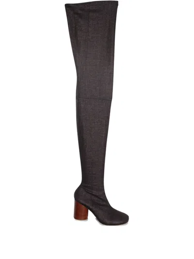 Pre-owned Maison Margiela Mid-thigh Canvas Boots In Gray