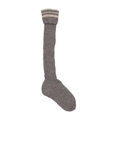 Maison Margiela Mid-calf Wool Socks In Gray