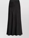 Maison Margiela Midi A-line Satin Skirt High Waist In Black
