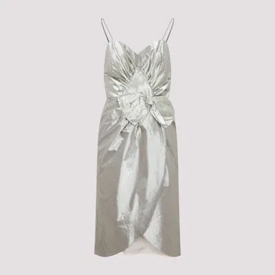 Maison Margiela Midi Dress With Metallic Finish And Draped Detail In Grey