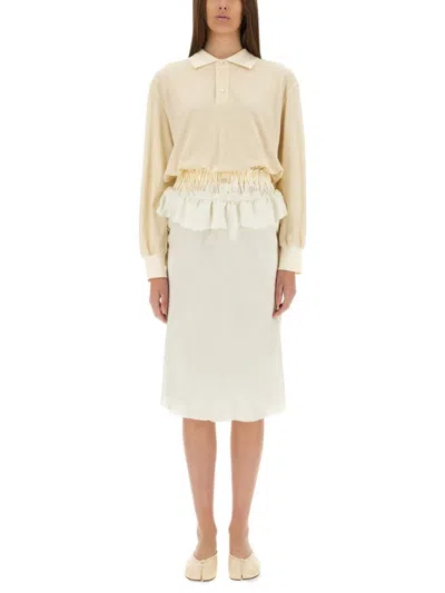 Maison Margiela Cotton And Linen Blend Midi Dress In Neutral