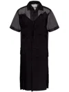 Maison Margiela Womens Mesh-panels Short-sleeves Woven Midi Dress Black And Black In Black