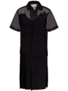 Maison Margiela Womens Mesh-panels Short-sleeves Woven Midi Dress Black And Black In Black