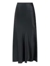 Maison Margiela Midi Satin Skirt With Pleated Hem In Black
