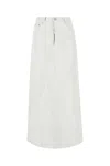 Maison Margiela Coated Denim Long Skirt In White
