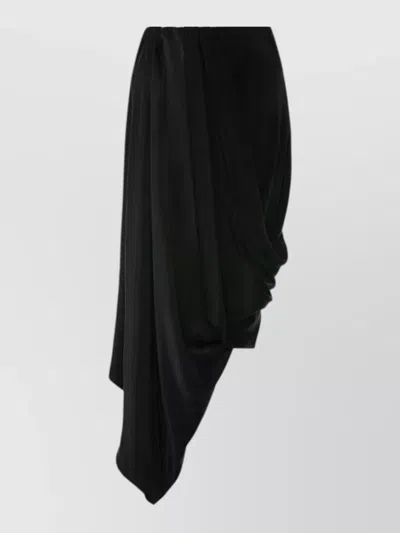 Maison Margiela Midi Skirt Asymmetric Draped Design High Low In Black