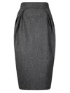 Maison Margiela Herringbone Wool-tweed Midi Skirt In Gray