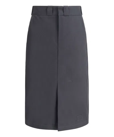 Maison Margiela Womens Anthracite Pleated Multi-pockets Woven-blend Midi Skirt In Grey