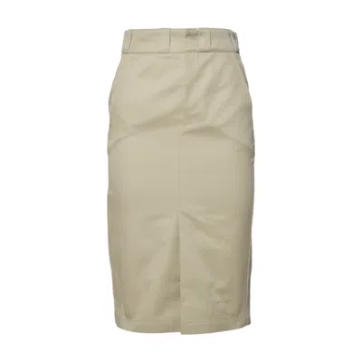 Maison Margiela Midi Skirt In Beige Cotton Twill In Neutrals