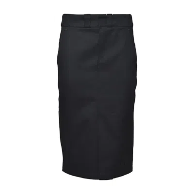 Maison Margiela Cotton Gabardine Midi Skirt In Black