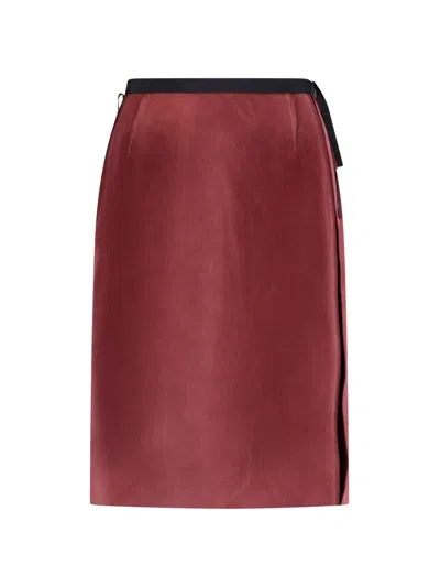 Maison Margiela Midi Skirt In Viscose In Red