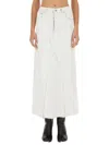 Maison Margiela Coated Denim Long Skirt In White