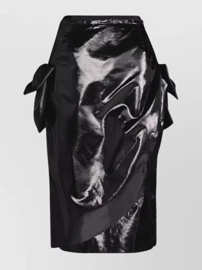 Maison Margiela Midi Skirt With Asymmetric Bow Detail In Black